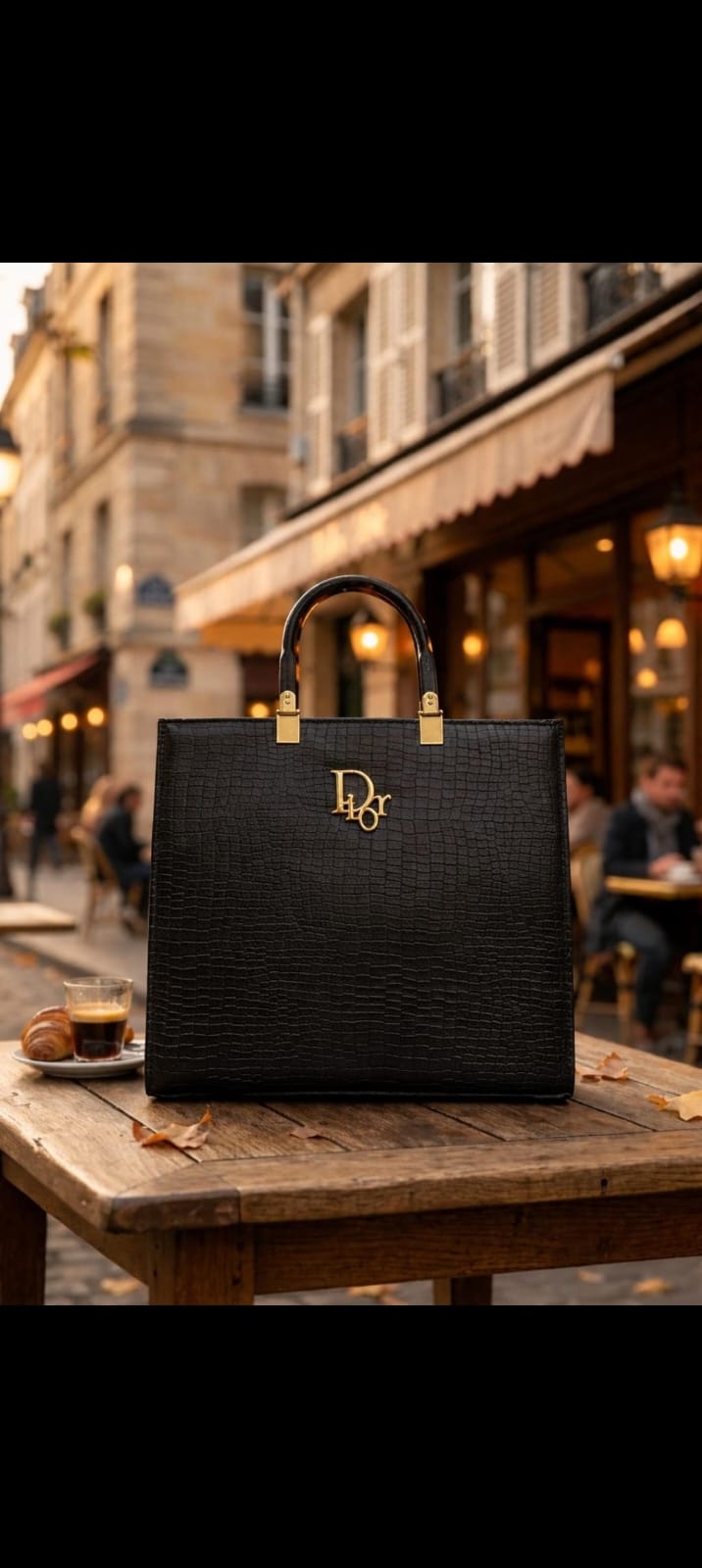 Dior Style Croc-Embossed Structured Executive Tote —   handbag by HandbagsAvenue